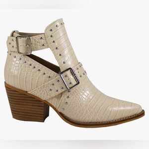 Emme Western Ankle Bootie With Studs and Buckle Straps Slip On Boots - 8.5